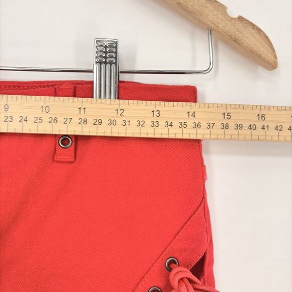 Edikted Red Lace Up Flare Pants Women’s Size M High Waist Corset Style Y2K - Picture 7 of 11